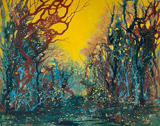Jewelled Forest - Mixed Media Painting - Beverley Perry Artist