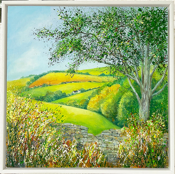Cotswold Valley  - Mixed Media Painting - Beverley Perry Artist