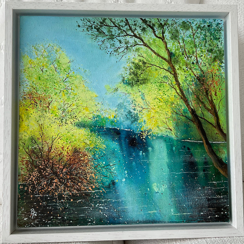 River Ripples framed in a wooden white frame by Beverley Perry Artist